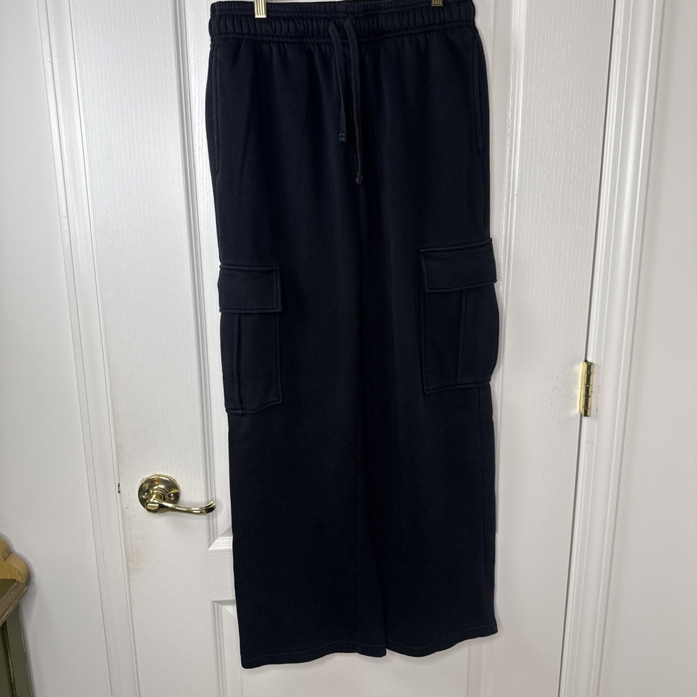 RSQ PacSun Baggy Cargo Sweatpants XS Black Wide Leg Streetwear